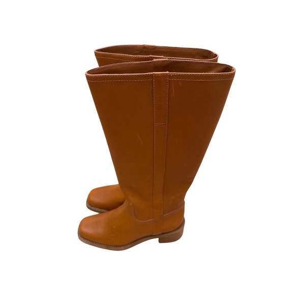 Reformation Frances Knee High Boot Whiskey Leather Women Square Toe Block Heel - Picture 8 of 9